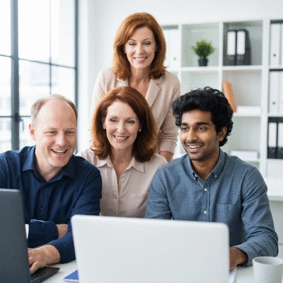 Diverse team members collaborating on a video call, showing good communication