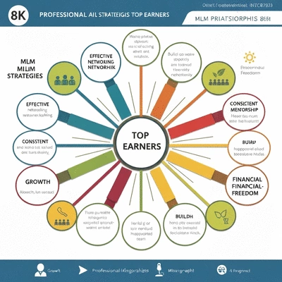 Mind map illustrating MLM strategies for top earners